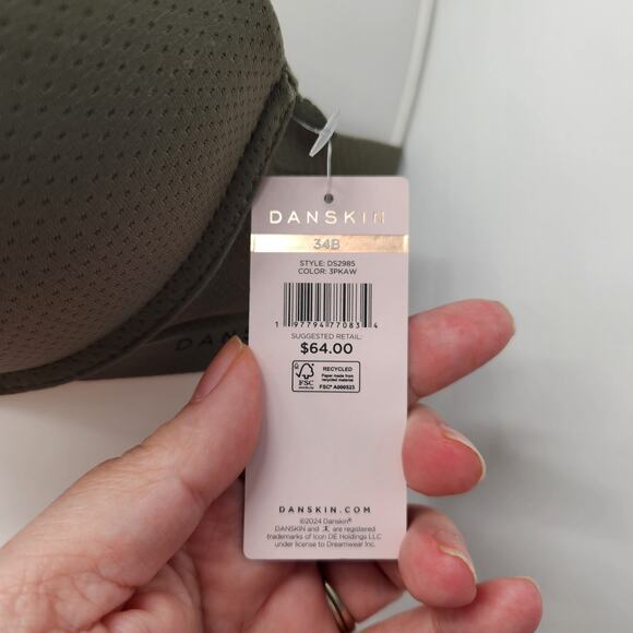 NWT Danskin Olive Green Padded Push Up Underwire Demi Cup Bra Women's 34B - Picture 6 of 11